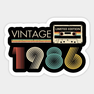 37th Birthday Vintage 1986 Limited Edition Cassette Tape Sticker